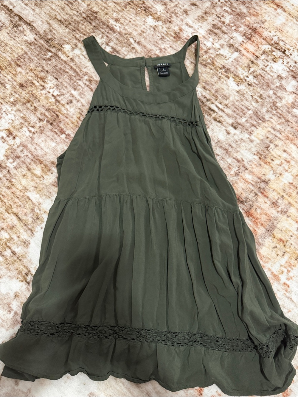Torrid Olive Crochet-Trim Halter Camisole